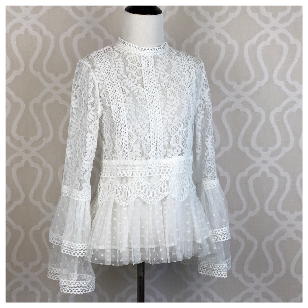 Fancy Lace Peplum Layering Top - Picture 2 of 8